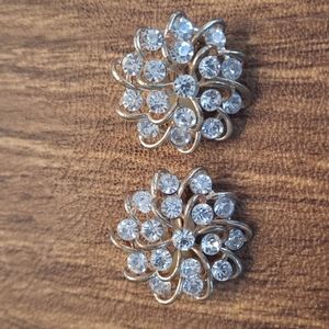 Rose gold and rhinestone clip on earrings